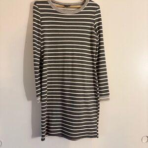 Market & Spruce Grey and White Striped Long Sleeve French Terry Dress